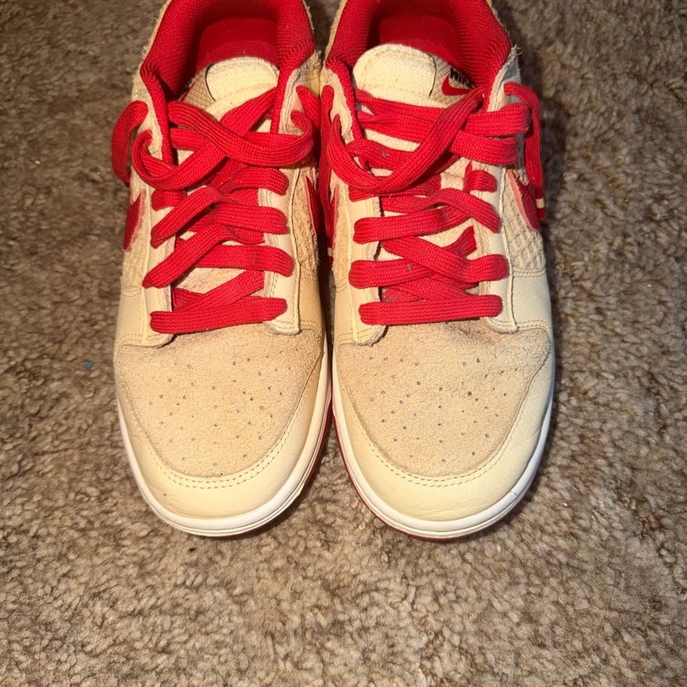 Men’s Dunks Cream and Red Athletic Sneakers